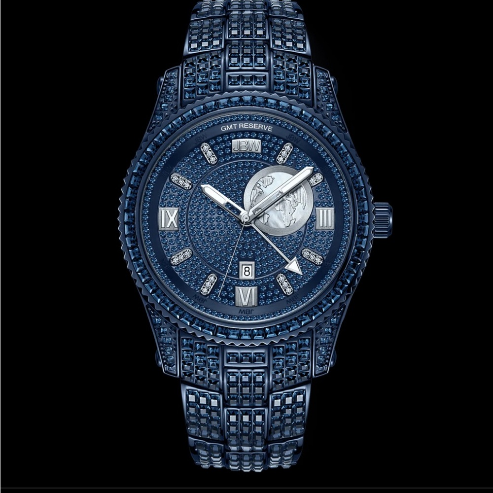 JBW RESERVE men’s blue crystals WATCH NEW IN BOX